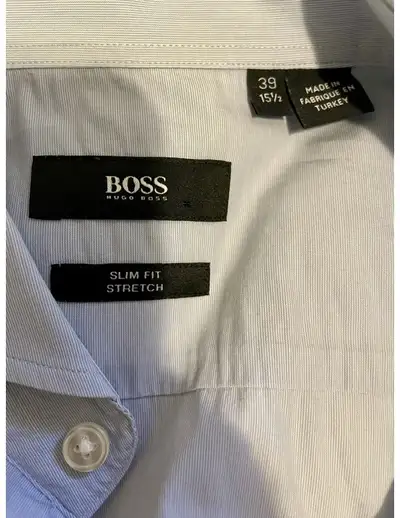Light blue Hugo Boss slim fit stretch shirt. Size 39, 15/2., View more
