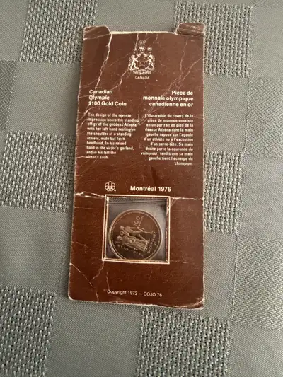 Canadian Olympic $100.00 Gold Coin Montreal 1976 In its original jacket Technical Specifications: 14...