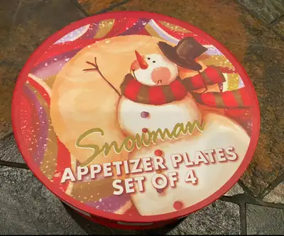 NEW CHRISTMAS Snowman Appetizer Plates - Set of 4, View more