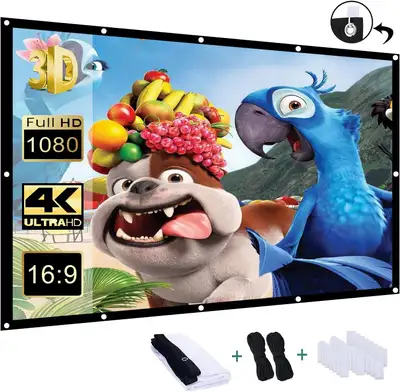 120" inch MOVIE Projector Screen 16:9 HD Foldable & Portable, View more