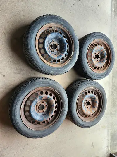 Four Sailun 205/55R16 winter tires on rims. Good tread. Bolt pattern is 5X105. Were used on a Chevy...