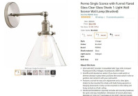 Permo Single Sconce with Funnel Flared Glass