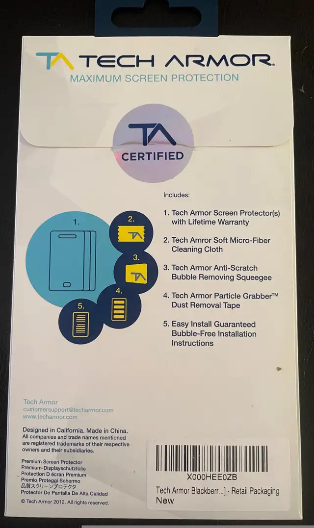 Blackberry Q10 Screen protector 3 pack Tech Armor brand547050273019023361