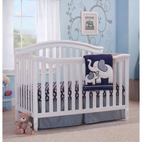 White Crib with baby monitor and night light soother