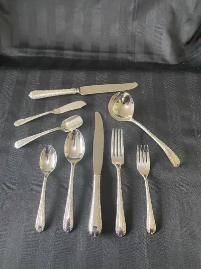 54 Piece King's Plate Silver Plated- Mayflower Flatware Set, View more