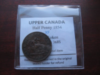 Upper Canada Token - 1854 Half Penny XF - Cert: 3685