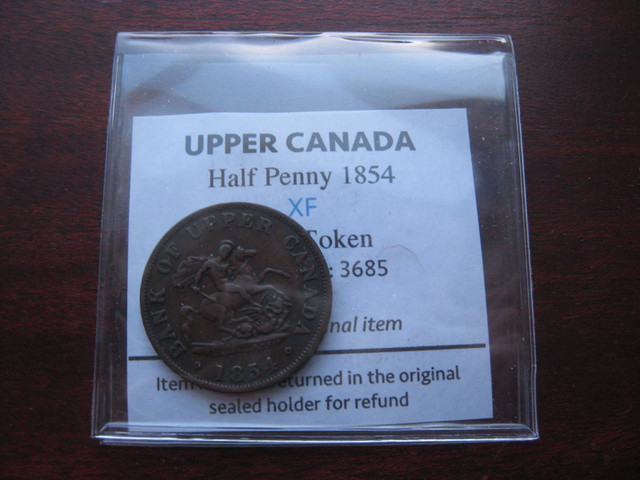 Upper Canada Token - 1854 Half Penny XF - Cert: 3685 dans Art et objets de collection  à Longueuil/Rive Sud