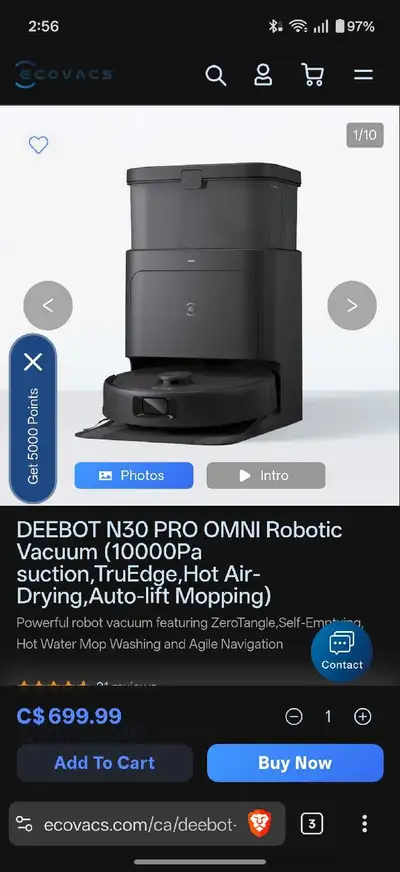 Ecovacs DEEBOT N30 PRO OMNI, View more