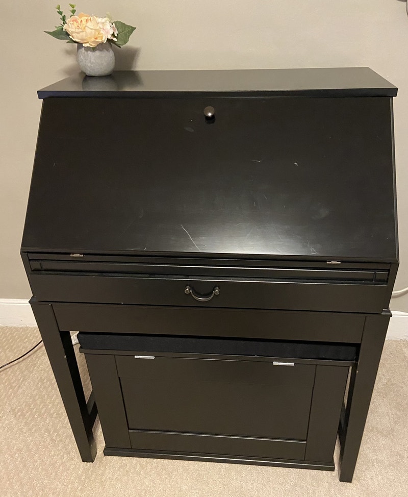 Black iKEA Alves secretary desk with filing bench Desks