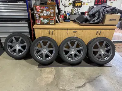 245/45/18 Nokian Hakkapeliita R3 winter tires and Core Racing universal 5 bolt pattern rims. Used fo...