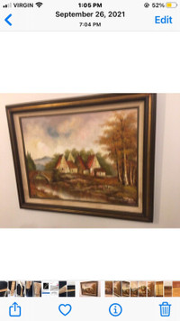 Large size vintage signed oil painting on canvas.50”x39.5”.