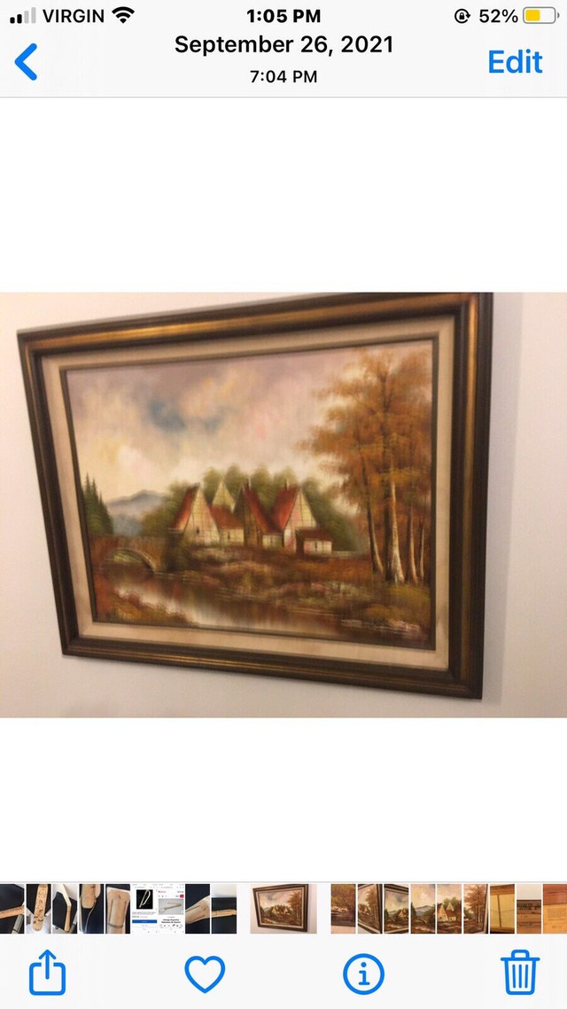 Large size vintage signed oil painting on canvas.50”x39.5”. in Arts & Collectibles in Markham / York Region
