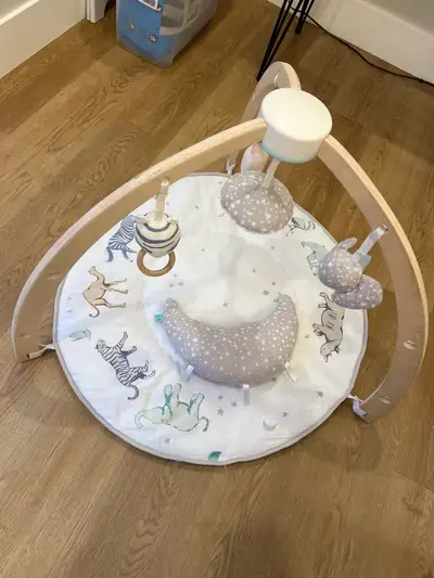 The aden + anais Rising Star Activity Gym keeps baby occupied with multiple features that support ke...