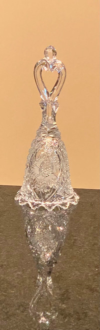 Gorgeous Vintage Heart Motif Handled Crystal Bell