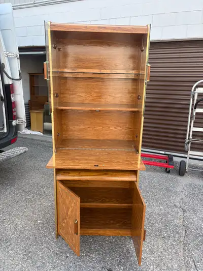 Free delivery used Vintage Wood and Glass Display Cabinet, View more