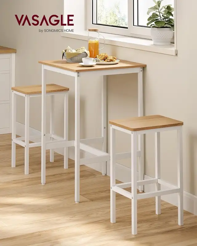 Bar Table and Chairs Set, Square Table With 2 Stools, Dining Pub in Dining Tables & Sets in Markham / York Region - Image 2