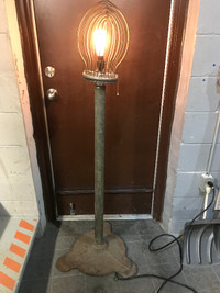 ANTIQUE ORNATE WIRED TOP INDUSTRIAL FLOOR LAMP