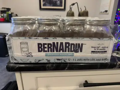 Bernardin Regular Mouth Glass Mason Jars  Lids and Bands, 12X1L, View more