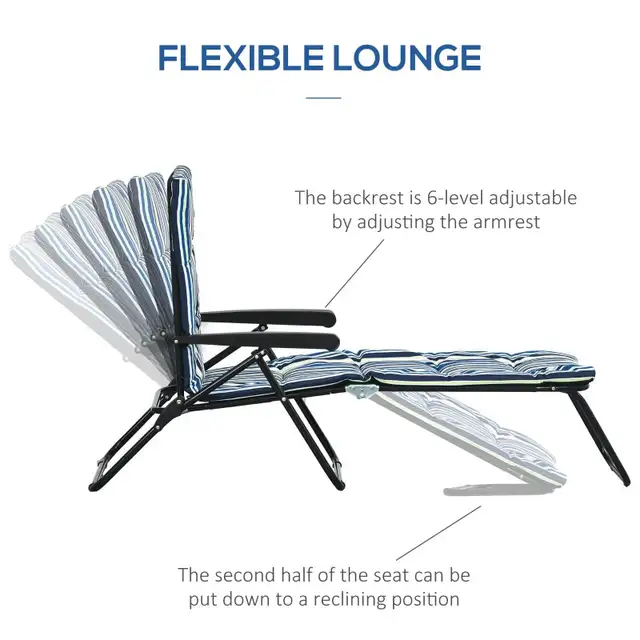 Foldable Lounge Chair, Reclining Patio Sun Lounger with 6-Positi in Patio & Garden Furniture in Markham / York Region - Image 8