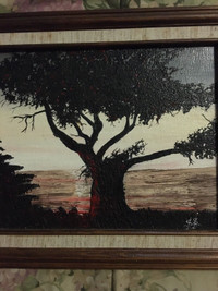 Oil painting tree at dusk (sold)