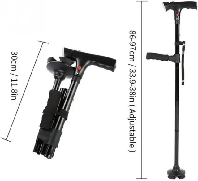 New Foldable Walking Cane With Quad Base, Light and Alarm in Health & Special Needs in Calgary - Image 2