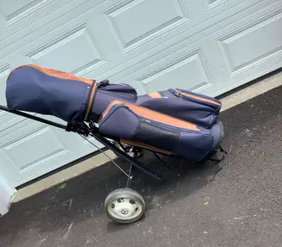 Très beau sac de Golf de qualité , bâton et chariot 2 roues Pour Hommes Gaucher