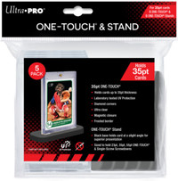 Ultra Pro … 5 + 5 PACK … (5) 35 POINT 1-Touchs + (5) CARD STANDS