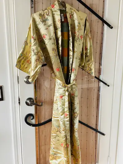 Silk Dragon & Phoenix Gold Kimono Housecoat / Robe, View more
