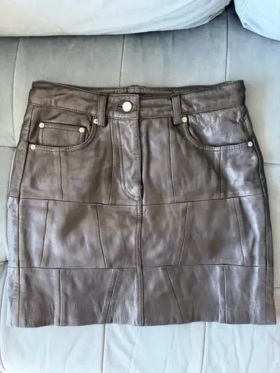 Genuine leather skirt , View more