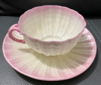 Antique Belleek Tridacna pattern Cup & Saucer (c. 1891-1926)