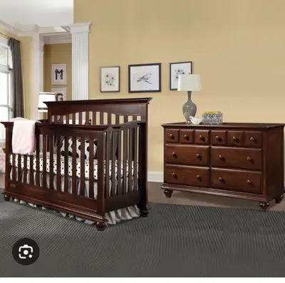 convertible crib/double bed and dresser, View more