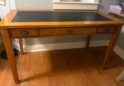 Wooden Desk with Leather Inset Writing Surface , View more