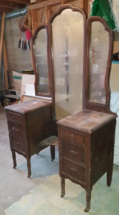 Antique Womans' Dresser with Mirrors., View more