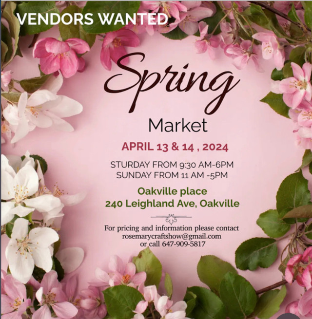 Vendors wanted spring craft show  in Events in Oakville / Halton Region