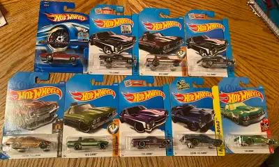 Top row left side 2 cars have the chrome “factory sealed” labels (worth more) All 9 for $70 cash Dat...
