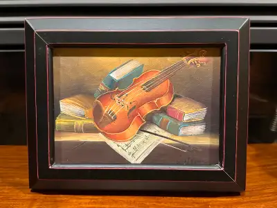 Vintage original oil painting on canvas board framed and signed, View more