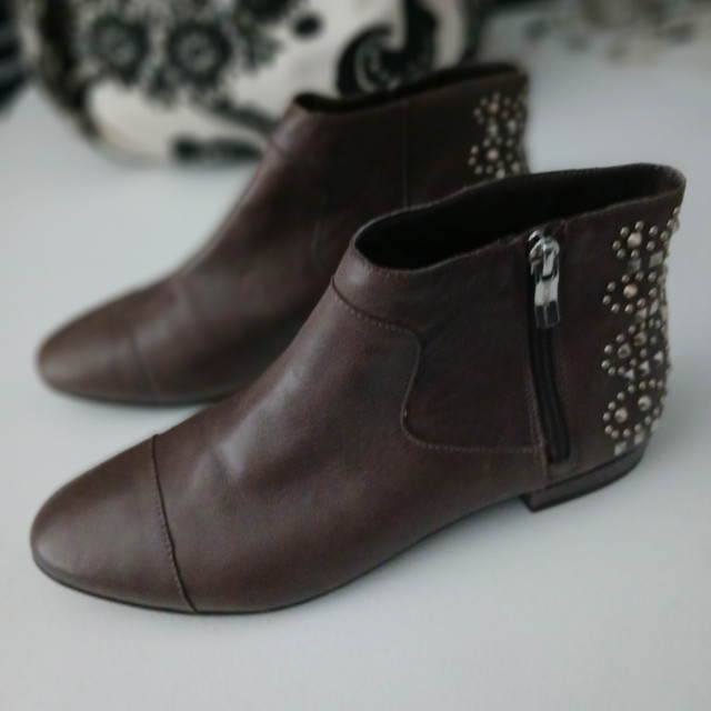BCBG Logann Grey Leather Studded Ankle Boot in Women's - Shoes in Cambridge - Image 2