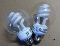 Bulb Light Two Globe EnerSaver CFL Clear Globe l, 9W = 40 watts