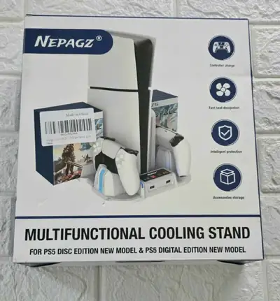 PS5 Slim Cooling Stand with Controller Charging Station for PS5 , View more