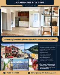1 bedroom apartment with a private entrance, Greenwood, BC