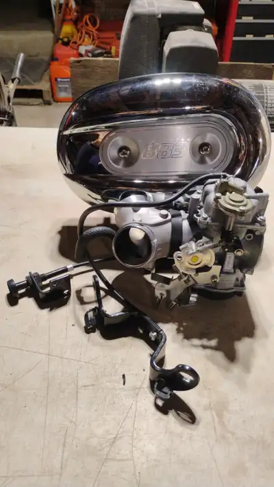 Air box with filter and complte carburater with choke cable