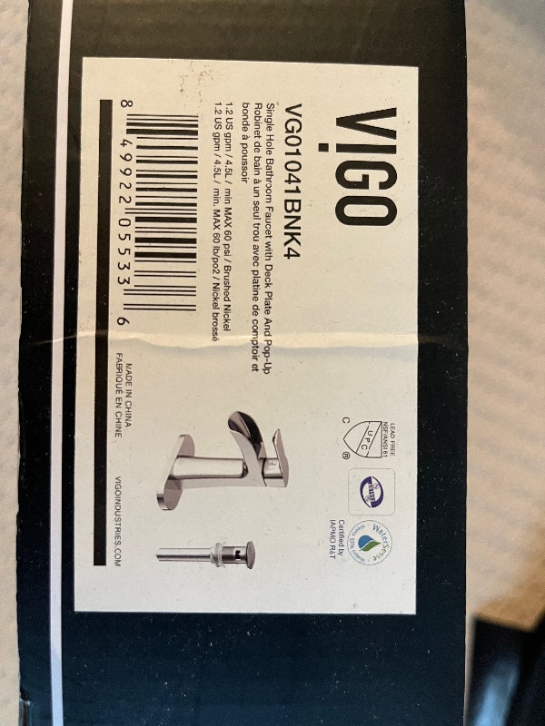 Bathroom faucet vigo single hole Plumbing, Sinks, Toilets & Showers