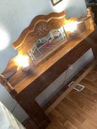 Headboard , fits double bed , real wood . Good condition ,