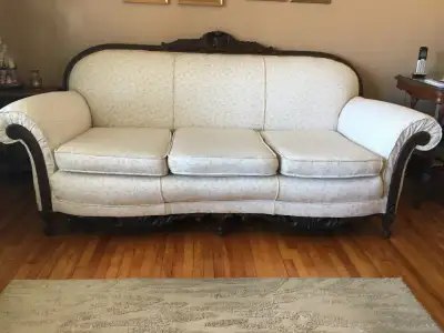 Antique mobilier (3)salon Queen Anne, 1910 + 2 tables demi-lune, View more