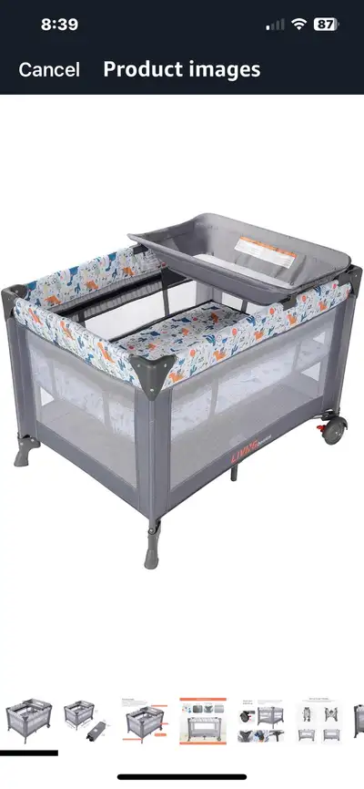 Play pen bed and mattress used twice for grandchild , very clean non smoking home