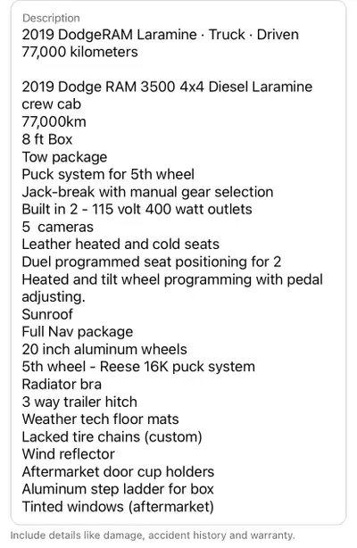 2019 3500 Dodge Ram Laramine Diesel See Pics For Full Description