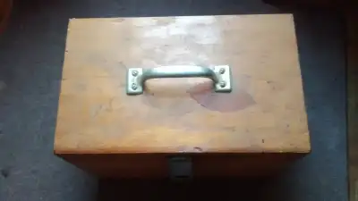 Vintage Wooden Custom Made Tool Storage Box Case, View more