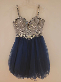 Navy blue party dress with sequins