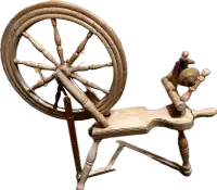 Antique Spinning wheel with a stool / roue de rotation