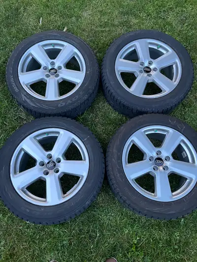 $777 – Set of four (4) OEM Volkswagen Audi genuine wheels, premium Toyo winter tires Only $195 for e...